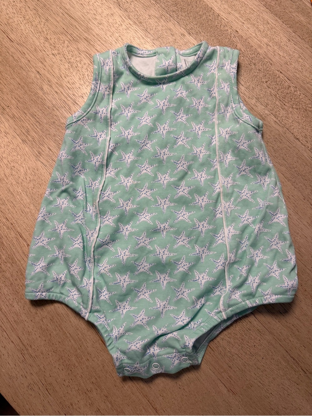 Lila and Hayes Sleeveless Mint Starfish Baby One-Piece Summer Bubble 9-12 Month